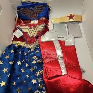 DC WONDER WOMAN Rubies Girl's Sz Medium 7-Pc Set TutuDress Cape Tiara Cuff Boots